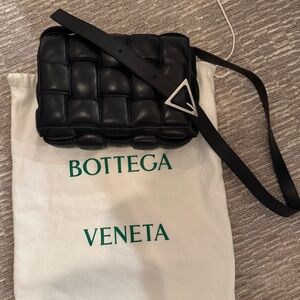 Bottega Veneta Padded Cassette Bag Black with Silver Hardware, Like New